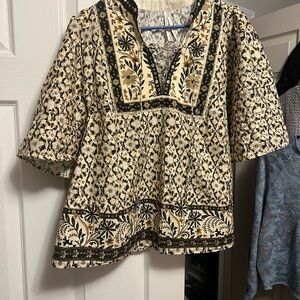 Anthropologie Black and Cream Top